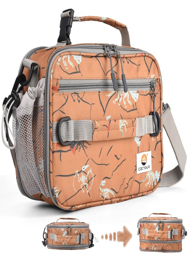 CaCTOUR Lunch Box Kids, Expandable Insulated Lunchbox for Girls Boys,Soft Mini Cooler Bag with Strap,Back to School Thermal Reusable Lunch Bag for Work School Picnic (Brown) - Image 1